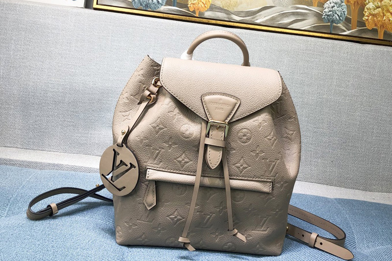 Louis Vuitton M45410 LV Montsouris Backpack IN Tourterelle Gray Monogram Empreinte embossed leather