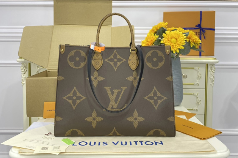 Louis Vuitton M45320 LV OnTheGo GM tote bag in Monogram and Monogram Reverse coated canvas