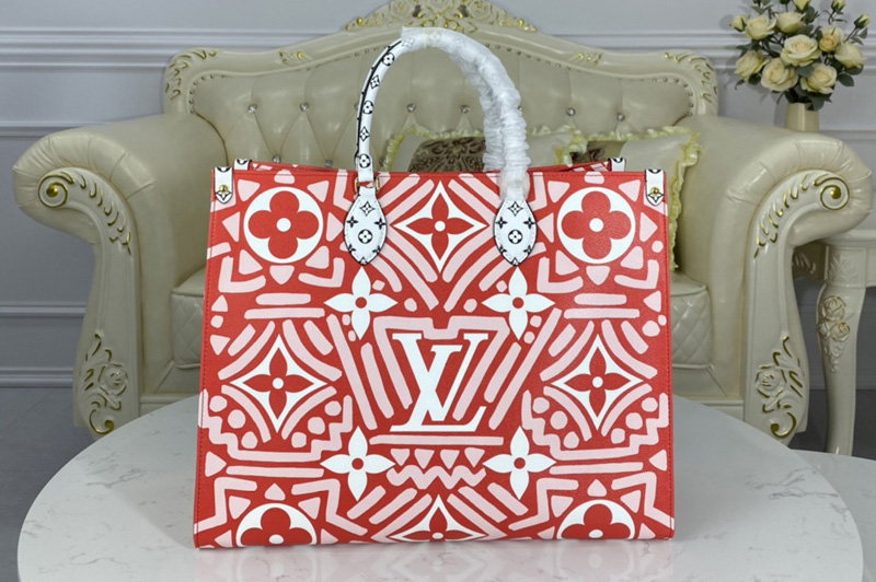 Louis Vuitton M45358 LV Crafty Onthego GM tote bag in Red Monogram Giant coated canvas
