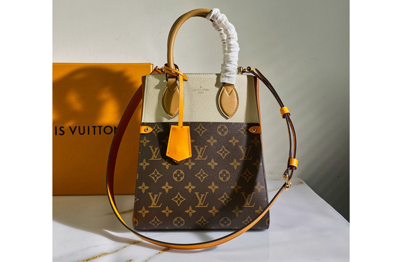 Louis Vuitton M45376 Fold Tote MM Bag in Monogram Canvas and calfskin leather