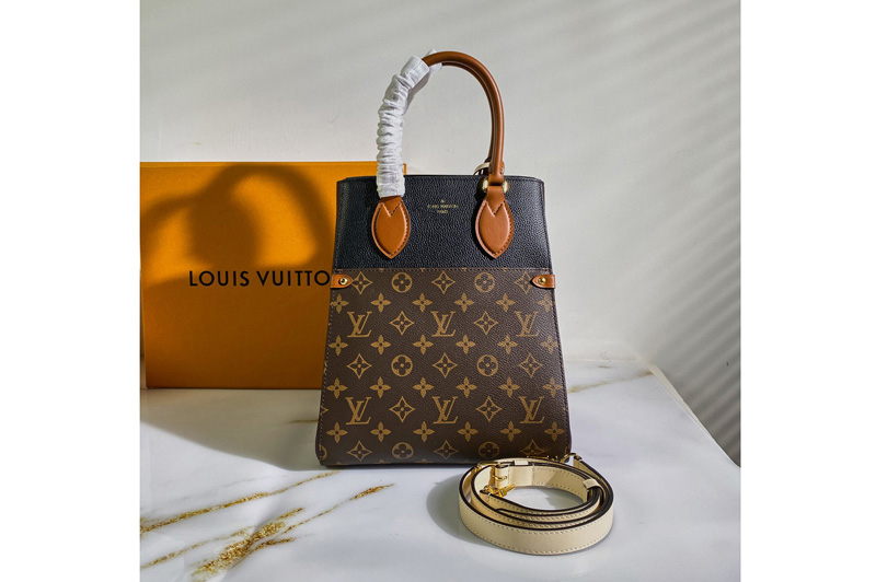 Louis Vuitton M45409 Fold Tote MM Bag in Monogram Canvas and calfskin leather