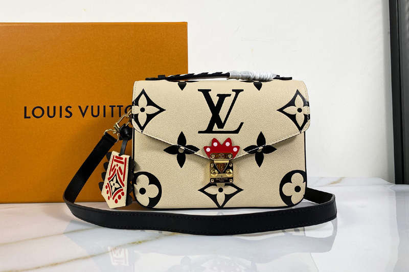 Louis Vuitton M45384 LV Crafty Pochette Métis handbag in Cream Embossed grained cowhide leather