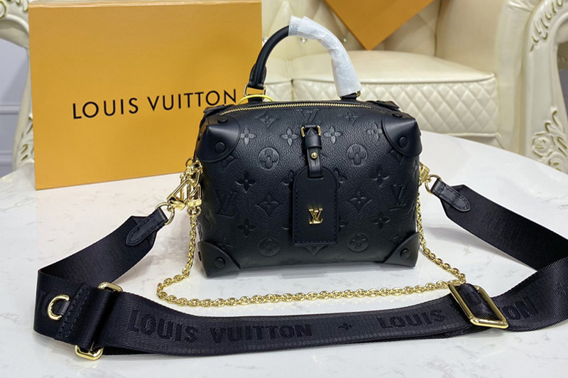 Louis Vuitton M45393 LV Petite Malle Souple handbag in Black Embossed grained cowhide leather