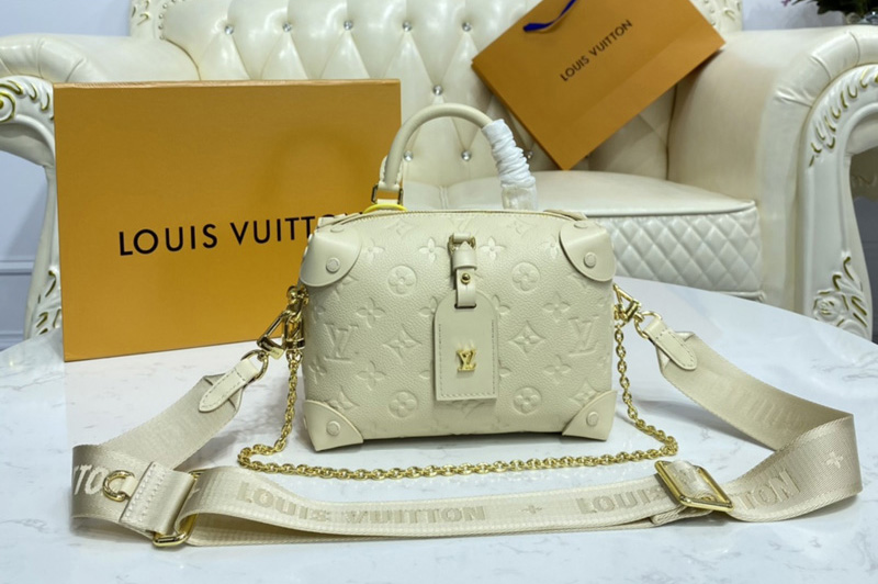 Louis Vuitton M45394 LV Petite Malle Souple handbag in Cream Embossed grained cowhide leather