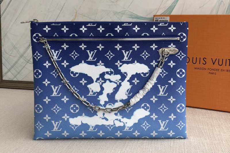 Louis Vuitton M45480 LV Virgil Abloh Etui Voyage GM in Blue Monogram Canvas