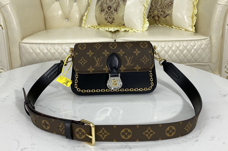 Louis Vuitton M45559 LV Neo Saint Cloud in Monogram canvas with smooth black leather