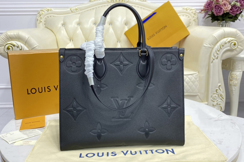 Louis Vuitton M45595 LV OnTheGo MM tote Bag in Black Monogram Empreinte Leather