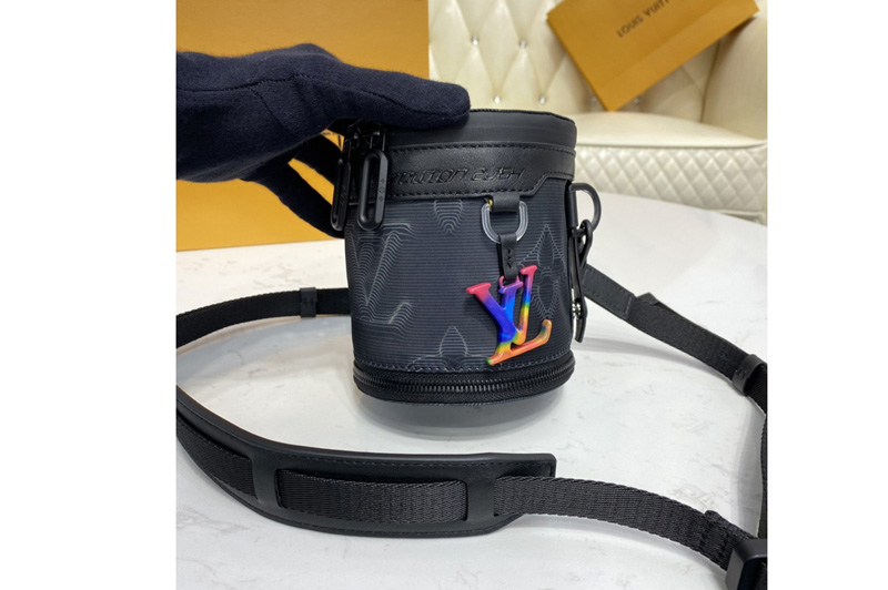 Louis Vuitton M45604 LV Expandable Polochon pouch in Monogram 3D Gray and Black/Rainbow