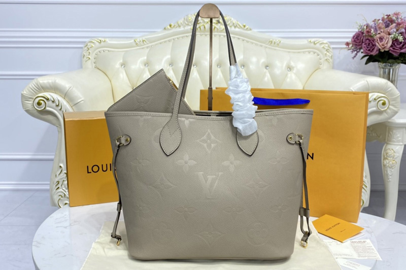 Louis Vuitton M45686 LV Neverfull MM tote Bag in Gray Monogram Empreinte Leather