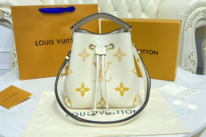 Louis Vuitton M45716 LV NeoNoe BB bucket bag in Cream/Saffron Monogram Empreinte Leather