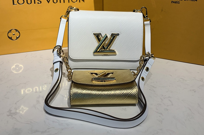 Louis Vuitton M55703 LV Twist PM chain bag in White/Gold Epi leather