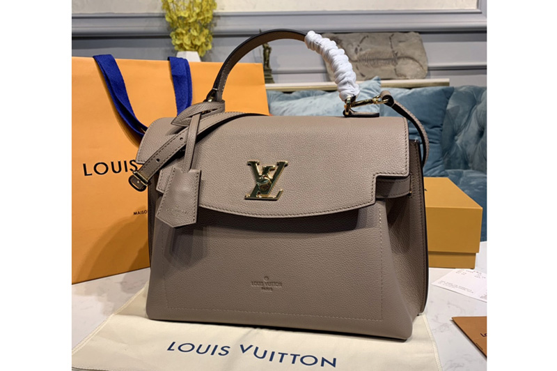 Louis Vuitton M56094 LV Lockme Ever MM bag in Gray Soft grained calfskin Leather