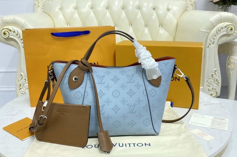 Louis Vuitton M52975 LV Hina PM Bag in Blue Mahina perforated calf leather
