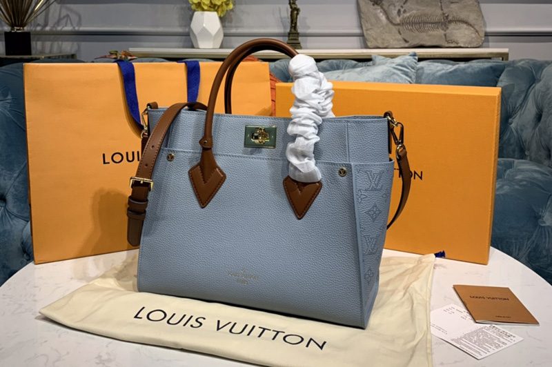 Louis Vuitton M56078 On My Side tote Bag in Blue Monogram pattern calf leather