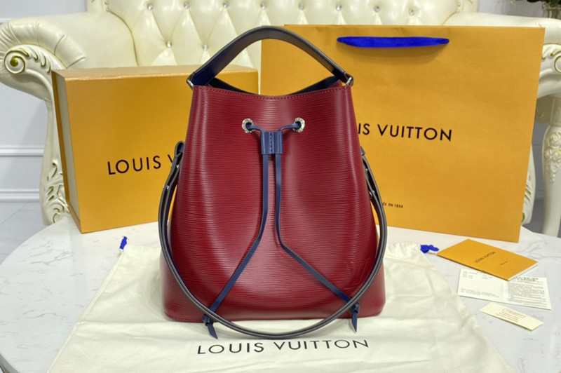 Louis Vuitton M54365 LV NeoNoe MM bucket bag in Red Embossed grained cowhide leather