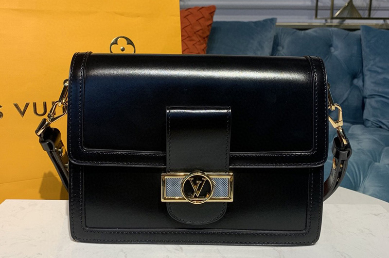 Louis Vuitton M55821 LV Dauphine MM Bags in Black Smooth calfskin leather