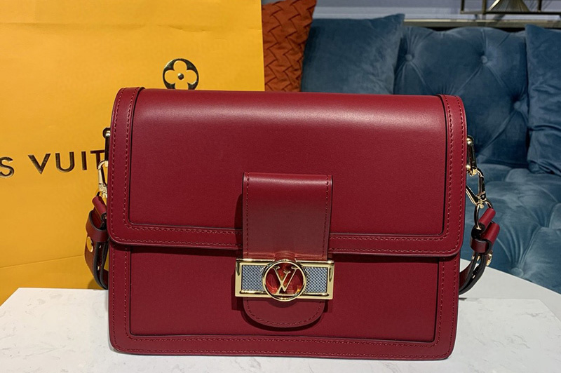 Louis Vuitton M55735 LV Dauphine MM Bags in Red Smooth calfskin leather ...