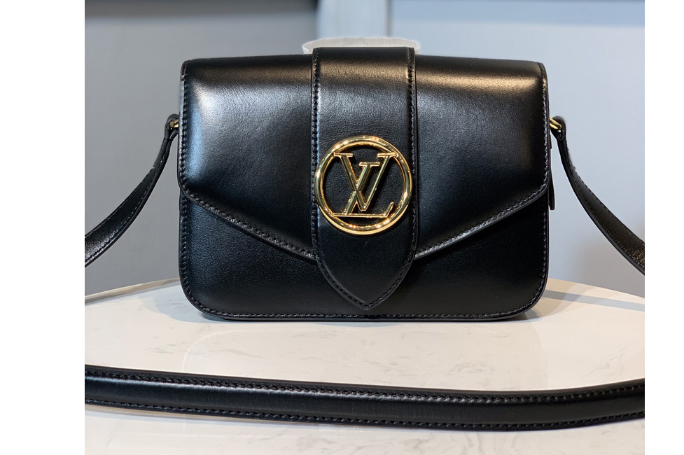 Louis Vuitton M55948 LV Pont 9 handbag in Black Smooth Leather