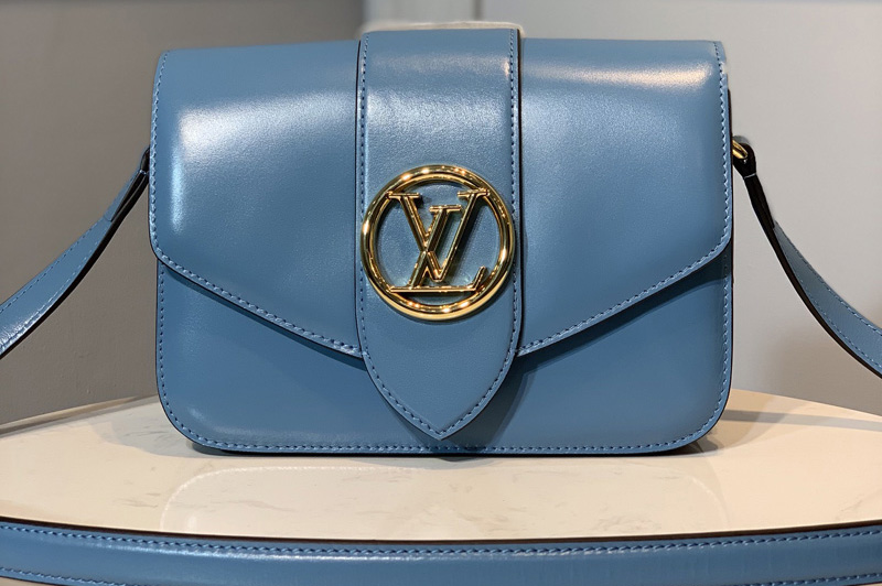 Louis Vuitton M55947 LV Pont 9 handbag in Blue Smooth Leather