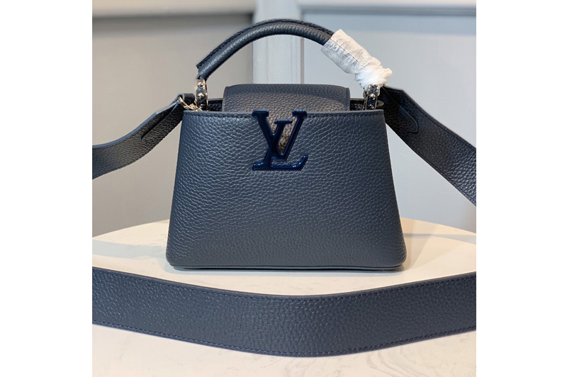 Louis Vuitton M56071 LV Capucines Mini handbag in Blue Taurillon leather