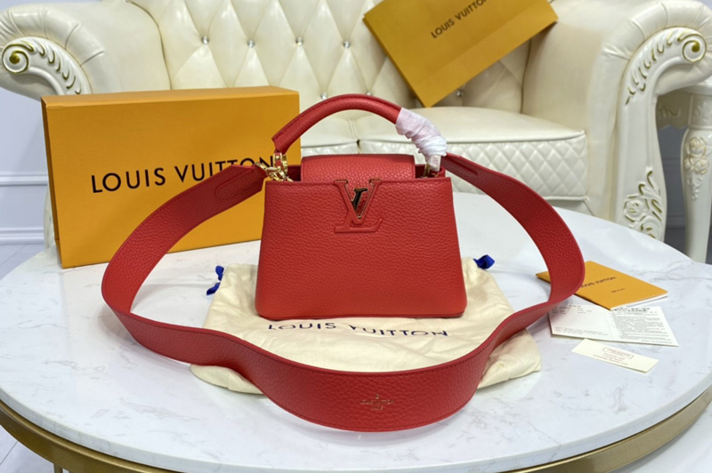 Louis Vuitton M56845 LV Capucines Mini handbag in Red Taurillon leather