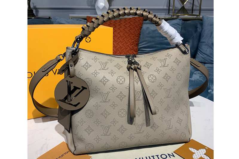 Louis Vuitton M56084 LV Beaubourg Hobo MM bag in Gray Mahina calf leather
