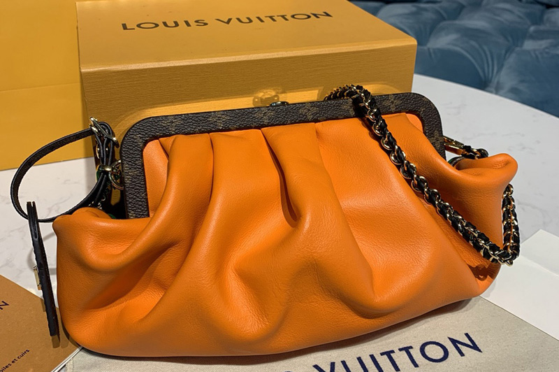 Louis Vuitton M56369 LV Boursicot EW pouch Bags in Orange/Green Calf Leather
