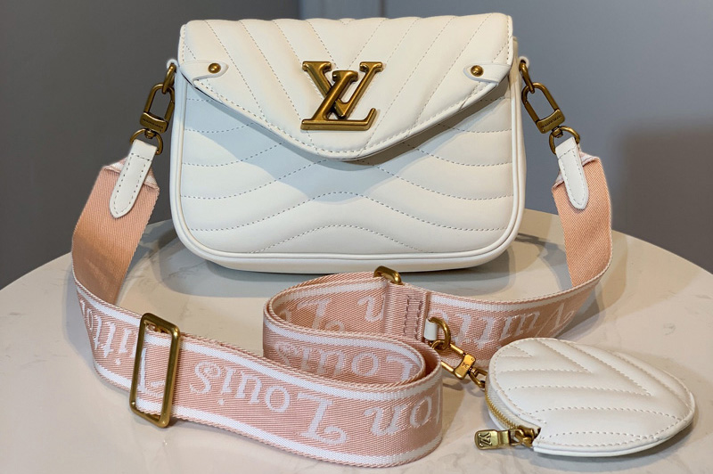Louis Vuitton M56466 LV Multi Pochette New Wave Bag in White Calf leather