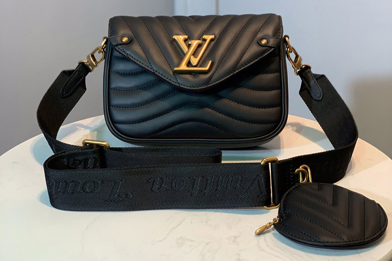 Louis Vuitton M56466 LV Multi Pochette New Wave Bag in Black Calf leather