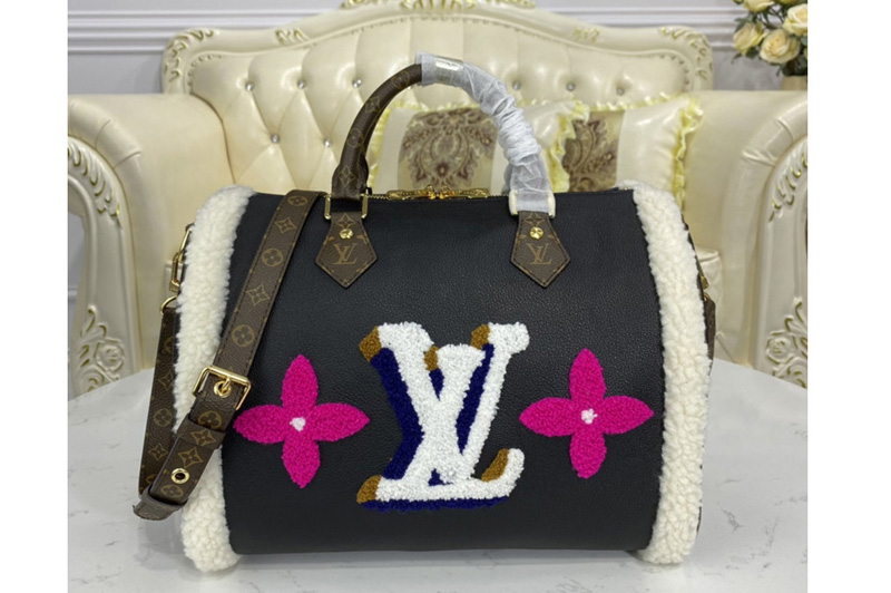 Louis Vuitton M56966 LV Speedy Bandoulière 30 handbag in Black Cowhide Leather