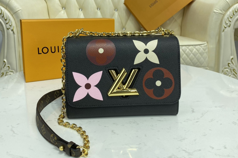 Louis Vuitton M57057 LV Twist MM handbag in Black/Multicolor Monogram Empreinte leather