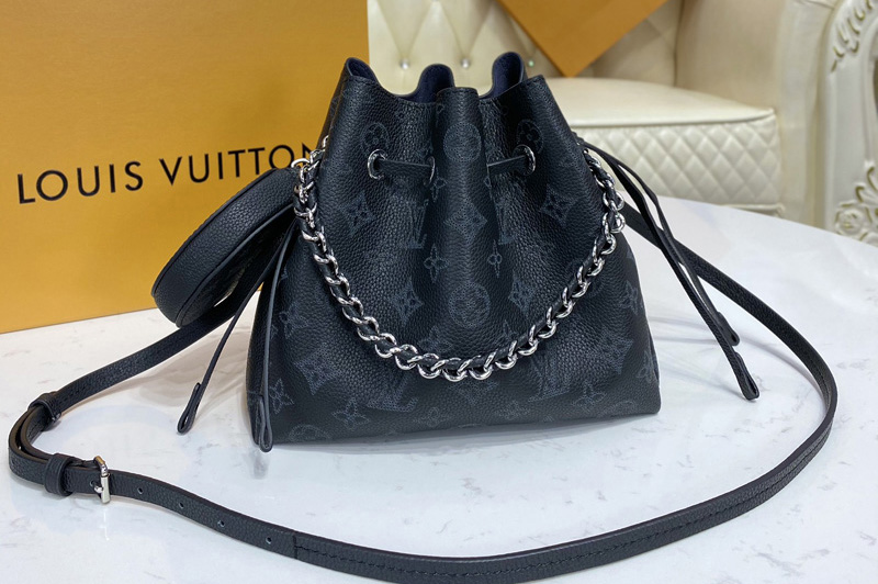 Louis Vuitton M57070 LV Bella bucket bag in Black Mahina calf leather