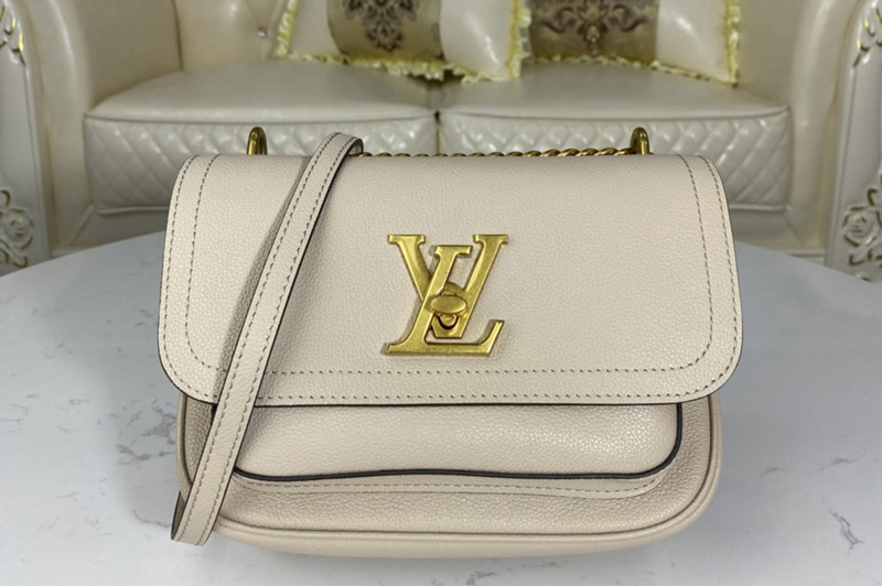 Louis Vuitton M57072 LV Lockme Chain PM handbag in Griege Grained calf leather