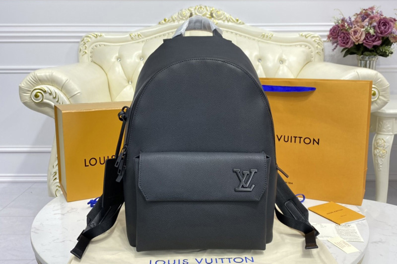 Louis Vuitton M57079 LV Aerogram Backpack in Black grained calf leather