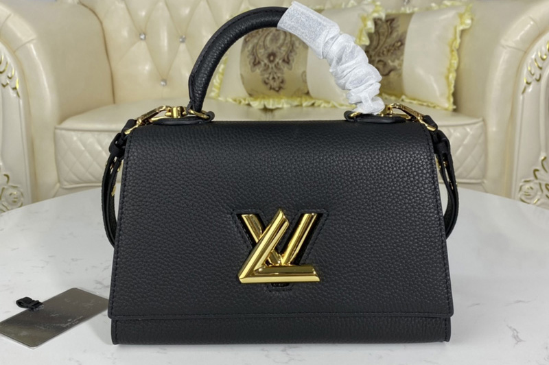 Louis Vuitton M57093 LV Twist One Handle PM handbag in Black Taurillon leather