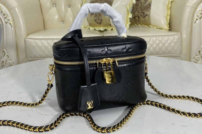 Louis Vuitton M57118 LV Vanity PM handbag in Black Lambskin embossed leather