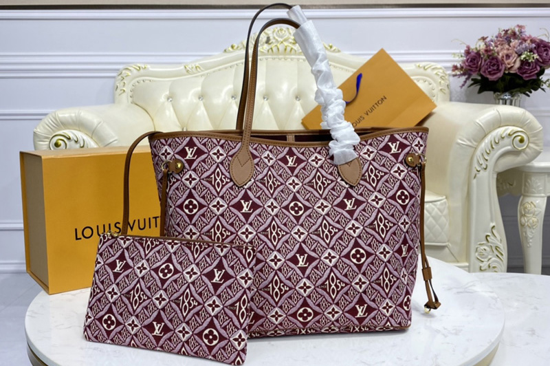 Louis Vuitton M57273 LV Since 1854 Neverfull MM tote bag in Bordeaux Jacquard Since 1854 textile
