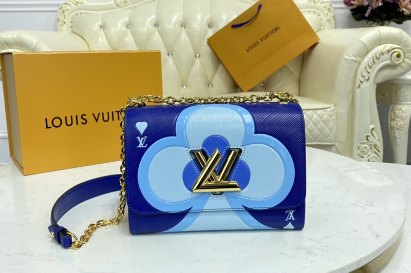Louis Vuitton M57460 LV Game On Twist PM chain handbag in Blue Transformed epi leather