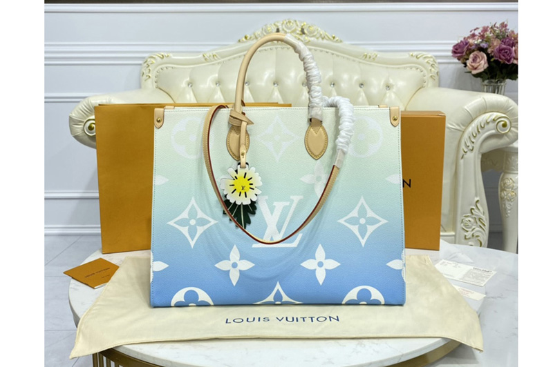 Louis Vuitton M57639 LV OnTheGo GM tote bag in Blue Monogram Giant coated canvas