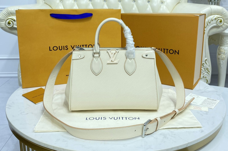 Louis Vuitton M57681 LV Grenelle Tote PM bag in Quartz White Epi grained leather