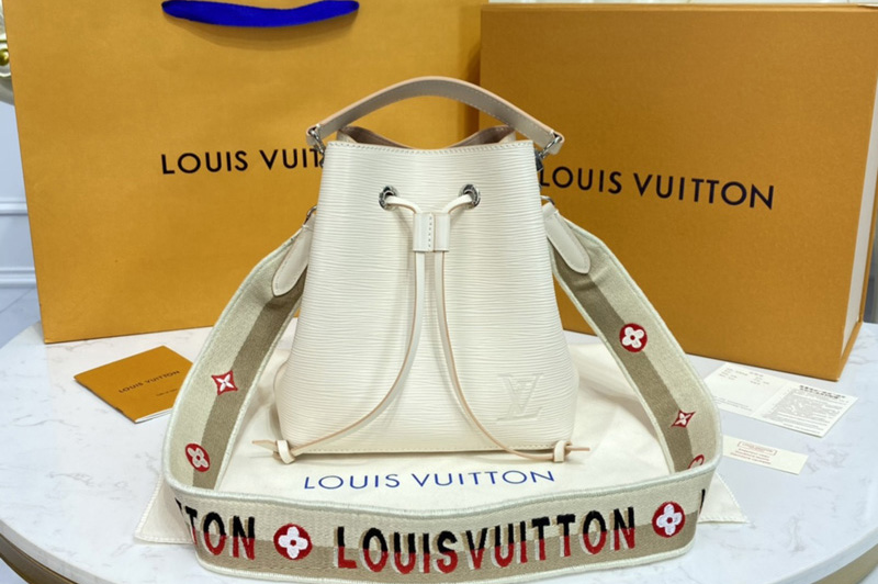 Louis Vuitton M57693 LV NéoNoé BB bucket bag in Quartz White Epi grained cowhide leather