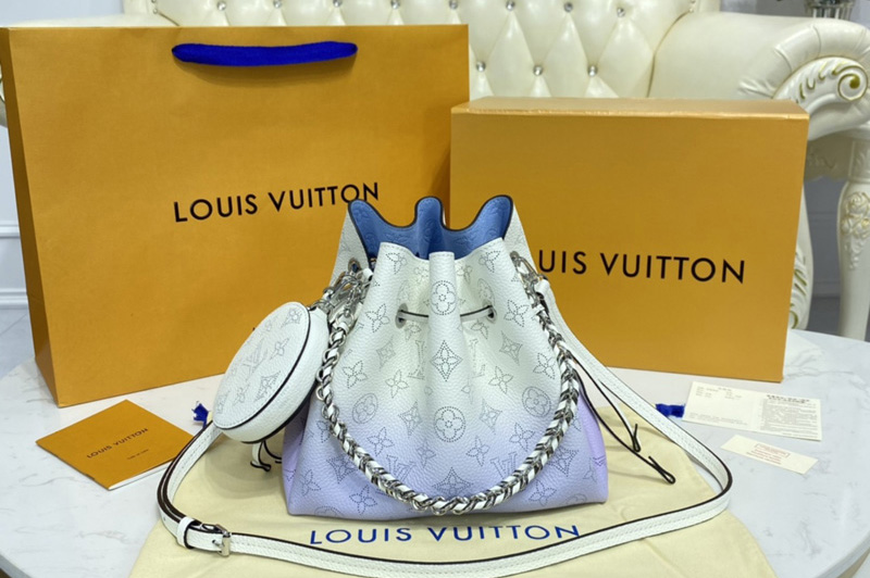 Louis Vuitton M57856 LV Bella bucket bag in Blue Mahina leather