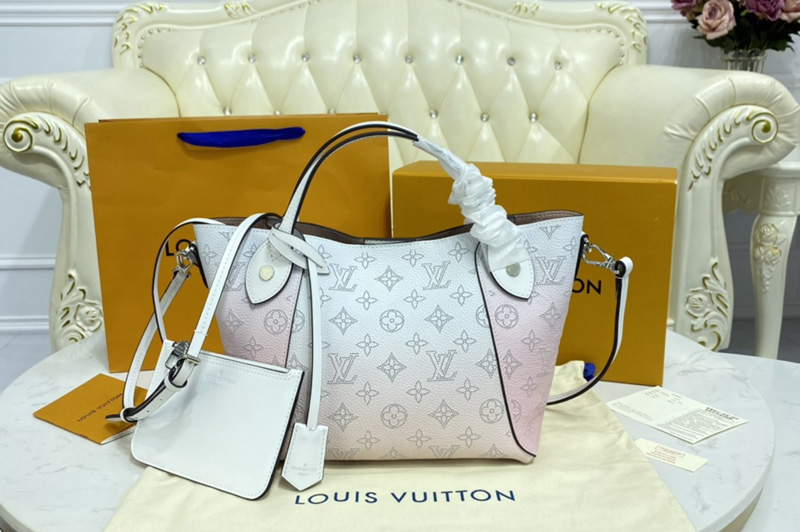 Louis Vuitton M57858 LV Hina PM handbag in Gradient Pink Mahina perforated calf leather