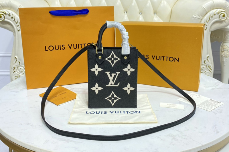 Louis Vuitton M57937 LV Petit Sac Plat Bag in Black Monogram Empreinte leather