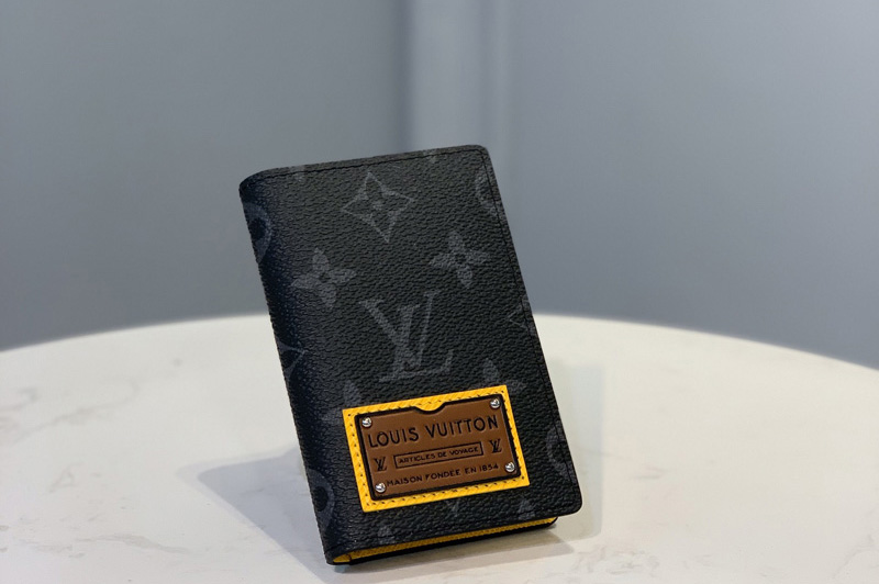 Louis Vuitton M61696 LV Pocket Organizer Wallet in Monogram Eclipse Canvas