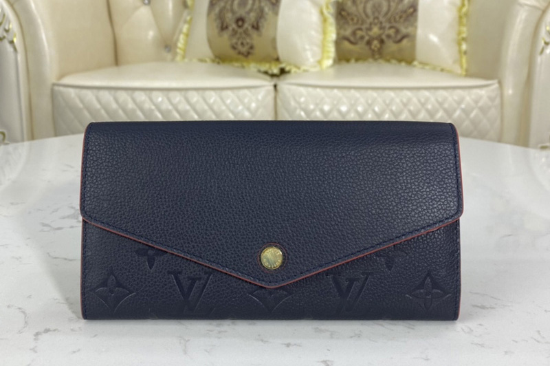 Louis Vuitton M62125 LV Sarah wallet in Navy Blue / Red Monogram Empreinte leather