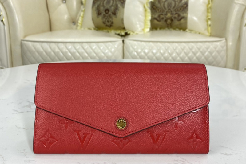 Louis Vuitton M63690 LV Sarah wallet in Scarlet Red Monogram Empreinte leather