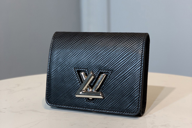 Louis Vuitton M64414 LV Twist compact wallet in Black Epi leather