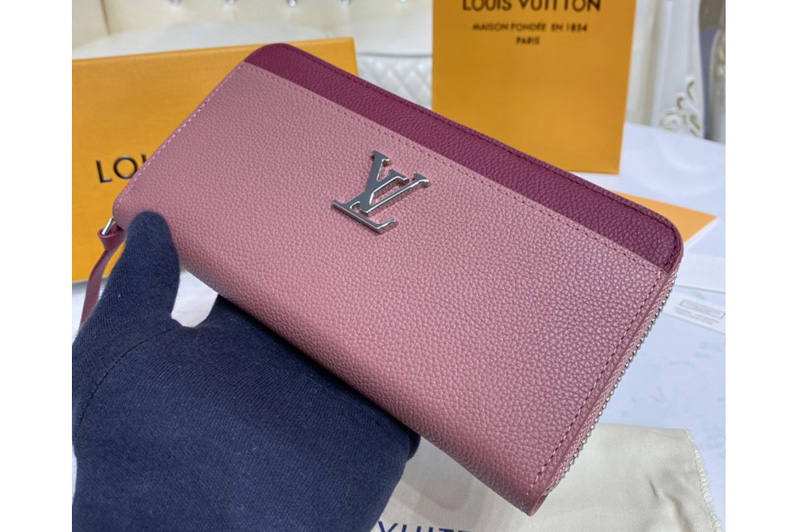 Louis Vuitton M67540 LV Lockme Zippy wallet in Pink/Burgundy Calf leather