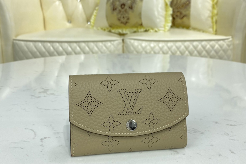 Louis Vuitton M62542 LV iris compact wallet in Gray Mahina leather